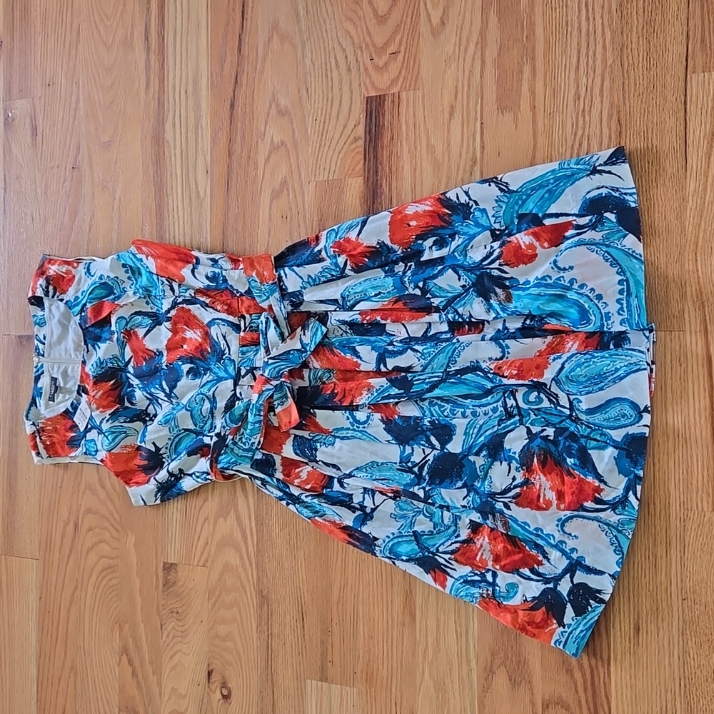 Brand New Talbots Fit and Flare Blueberry and Mango Cotton Dress Size 8P